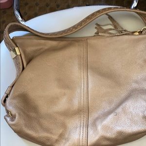 Gold shoulder bag leather